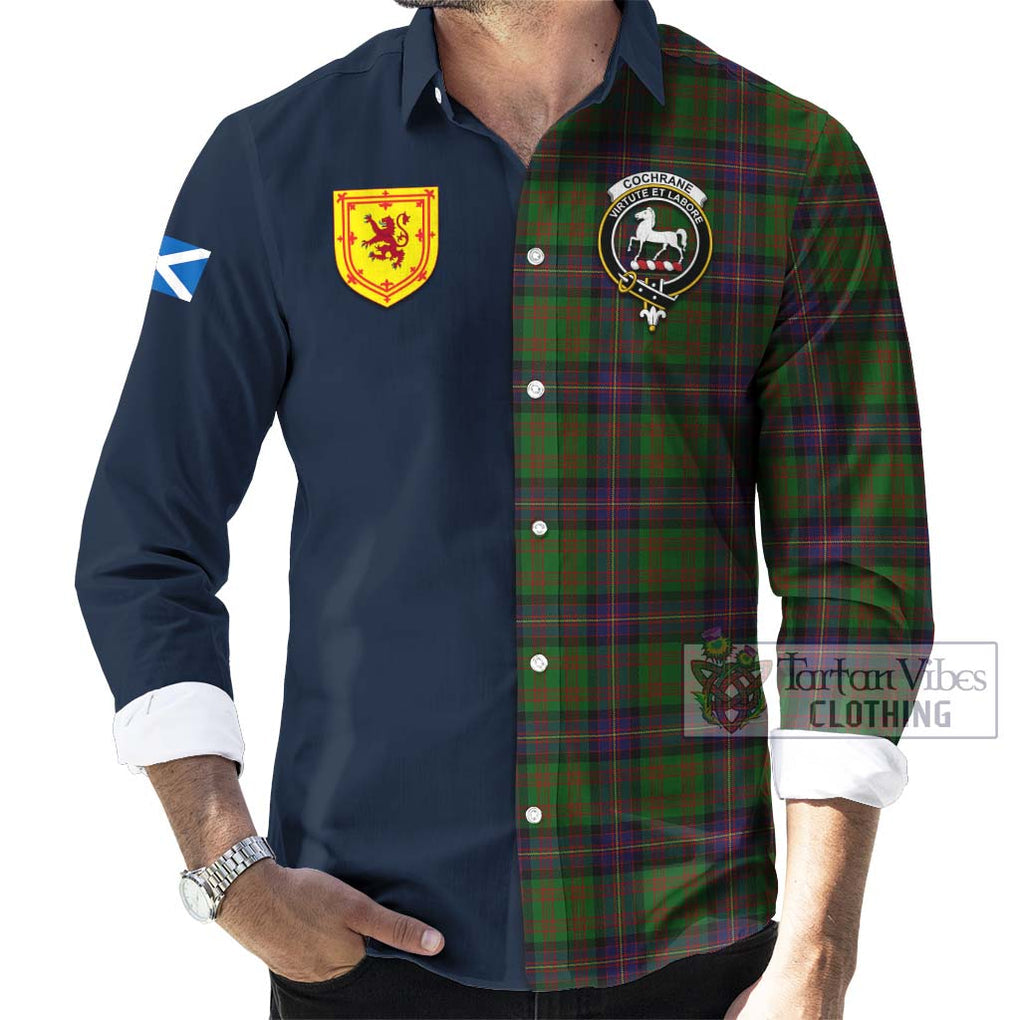 Tartan Vibes Clothing Cochrane Tartan Long Sleeve Button Shirt with Scottish Lion Royal Arm Half Style