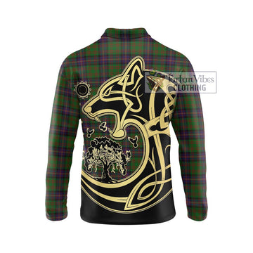 Cochrane Tartan Long Sleeve Polo Shirt with Family Crest Celtic Wolf Style