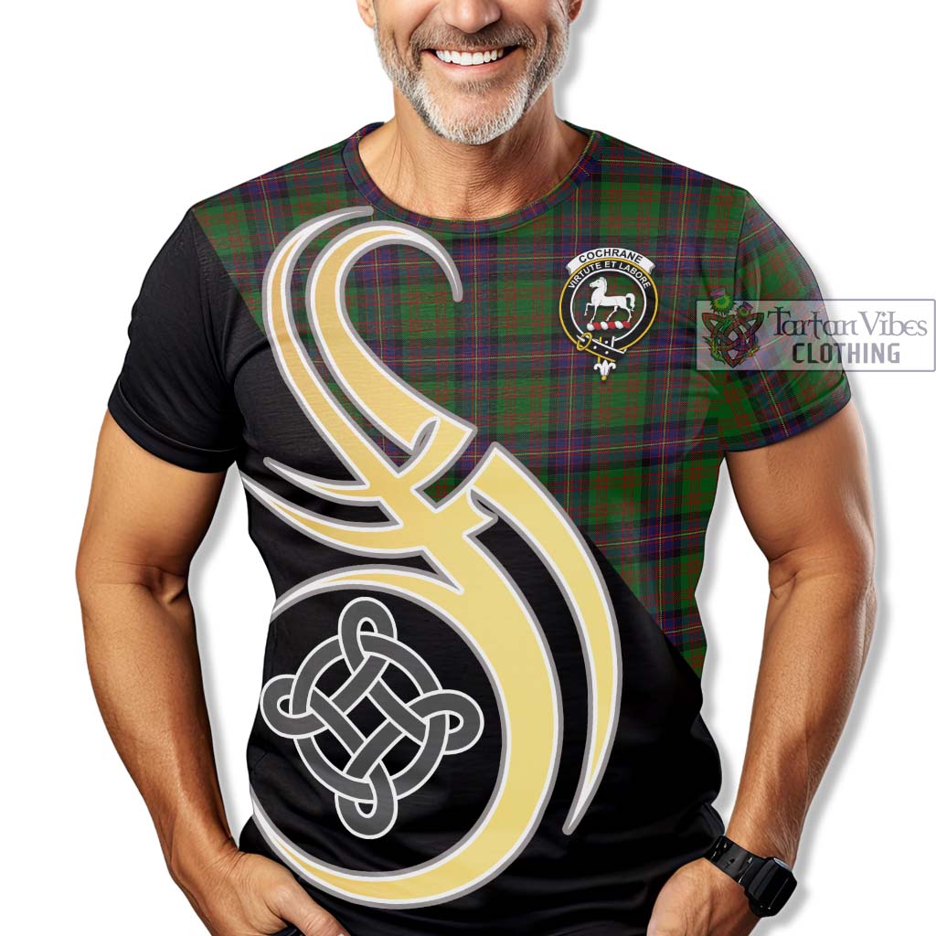 Tartan Vibes Clothing Cochrane Tartan T-Shirt with Family Crest and Celtic Symbol Style