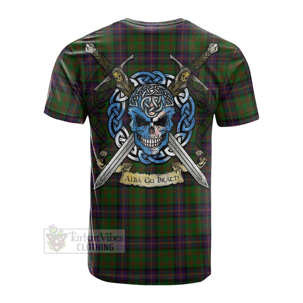 Tartan Vibes Clothing Cochrane Tartan Cotton T-shirt with Family Crest Celtic Skull Style