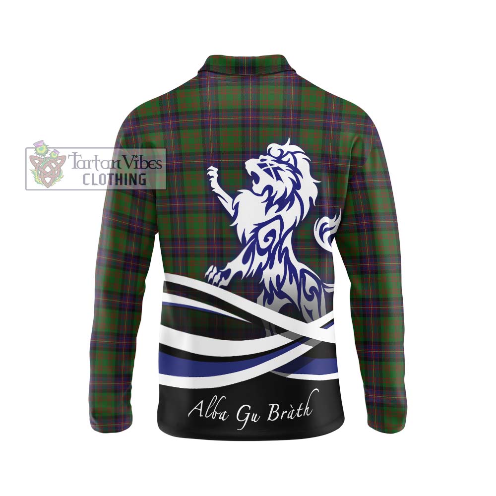 Cochrane Tartan Long Sleeve Polo Shirt with Alba Gu Brath Regal Lion Emblem - Tartanvibesclothing Shop