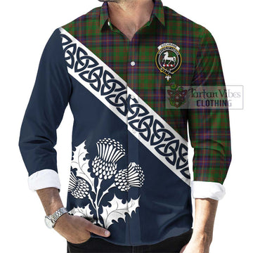 Cochrane Tartan Long Sleeve Button Shirt Featuring Thistle and Scotland Map