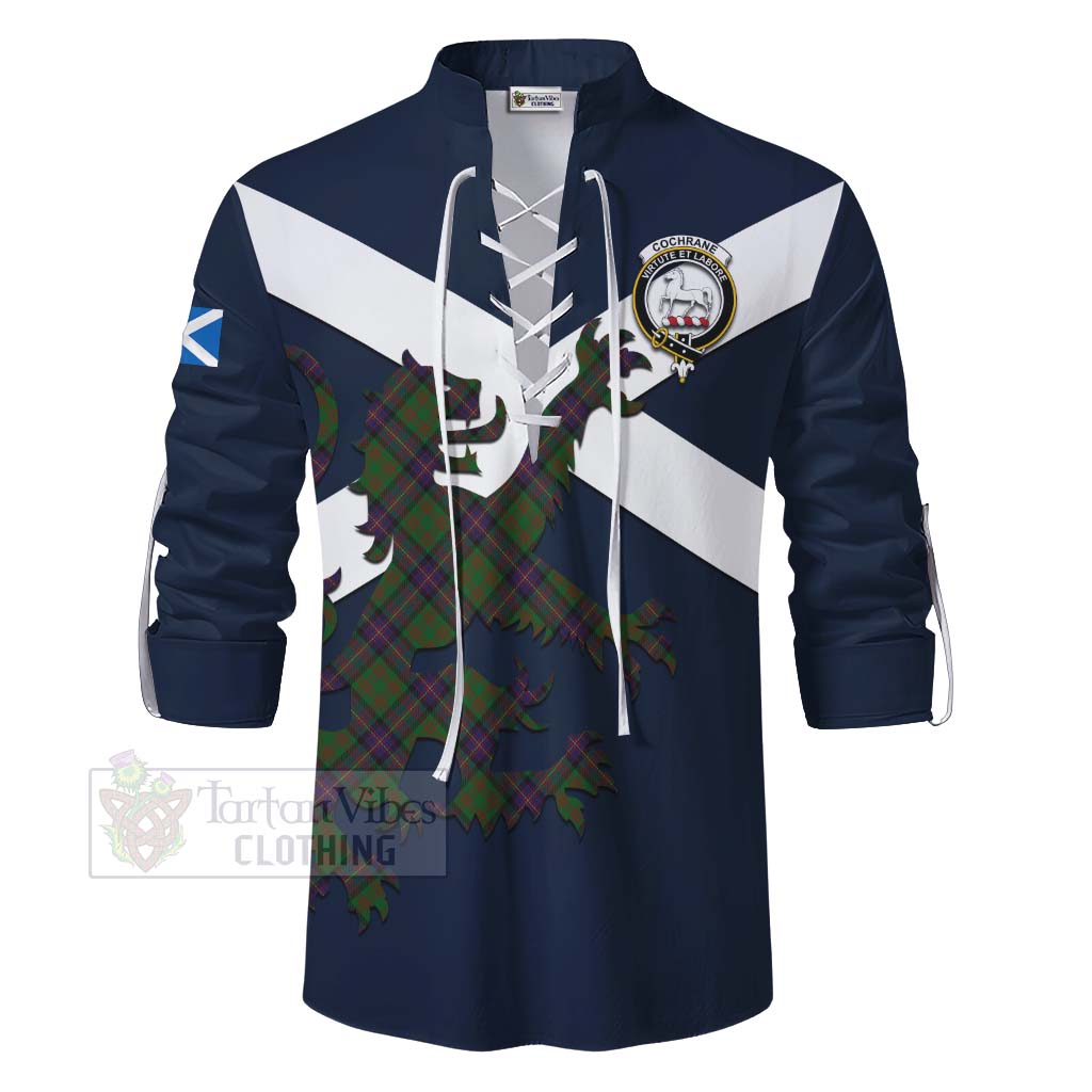 Tartan Vibes Clothing Cochrane Tartan Lion Rampant Ghillie Kilt Shirt Proudly Display Your Heritage with Alba Gu Brath and Clan Name