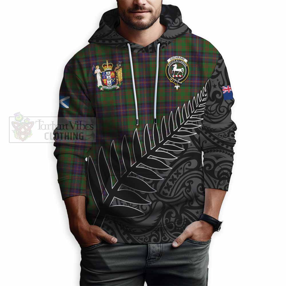 Tartan Vibes Clothing Cochrane Crest Tartan Hoodie with New Zealand Silver Fern Half Style