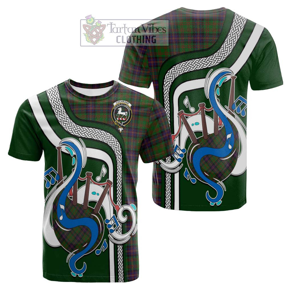 Tartan Vibes Clothing Cochrane Tartan Cotton T-shirt with Epic Bagpipe Style