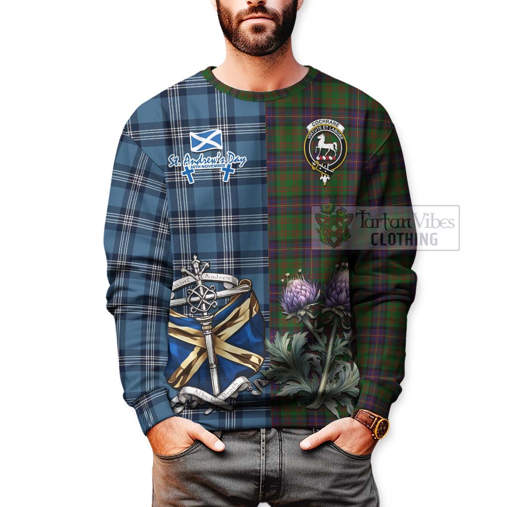 Tartan Vibes Clothing Cochrane Tartan Sweatshirt Happy St. Andrew's Day Half Tartan Style