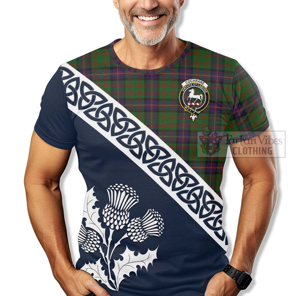 Cochrane Tartan T-Shirt Featuring Thistle and Scotland Map