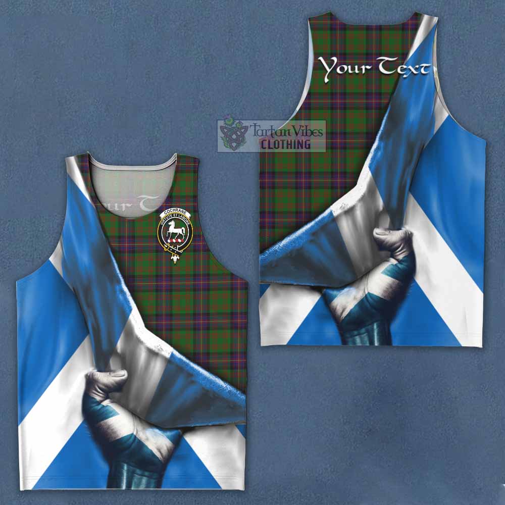 Tartan Vibes Clothing Cochrane Tartan Men's Tank Top with Family Crest Scotland Patriotic Style