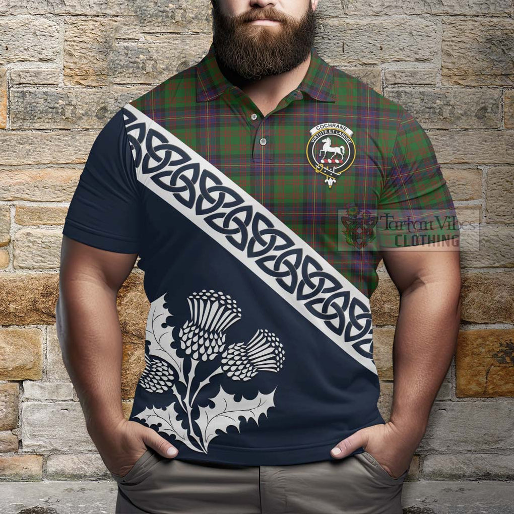 Cochrane Tartan Polo Shirt Featuring Thistle and Scotland Map