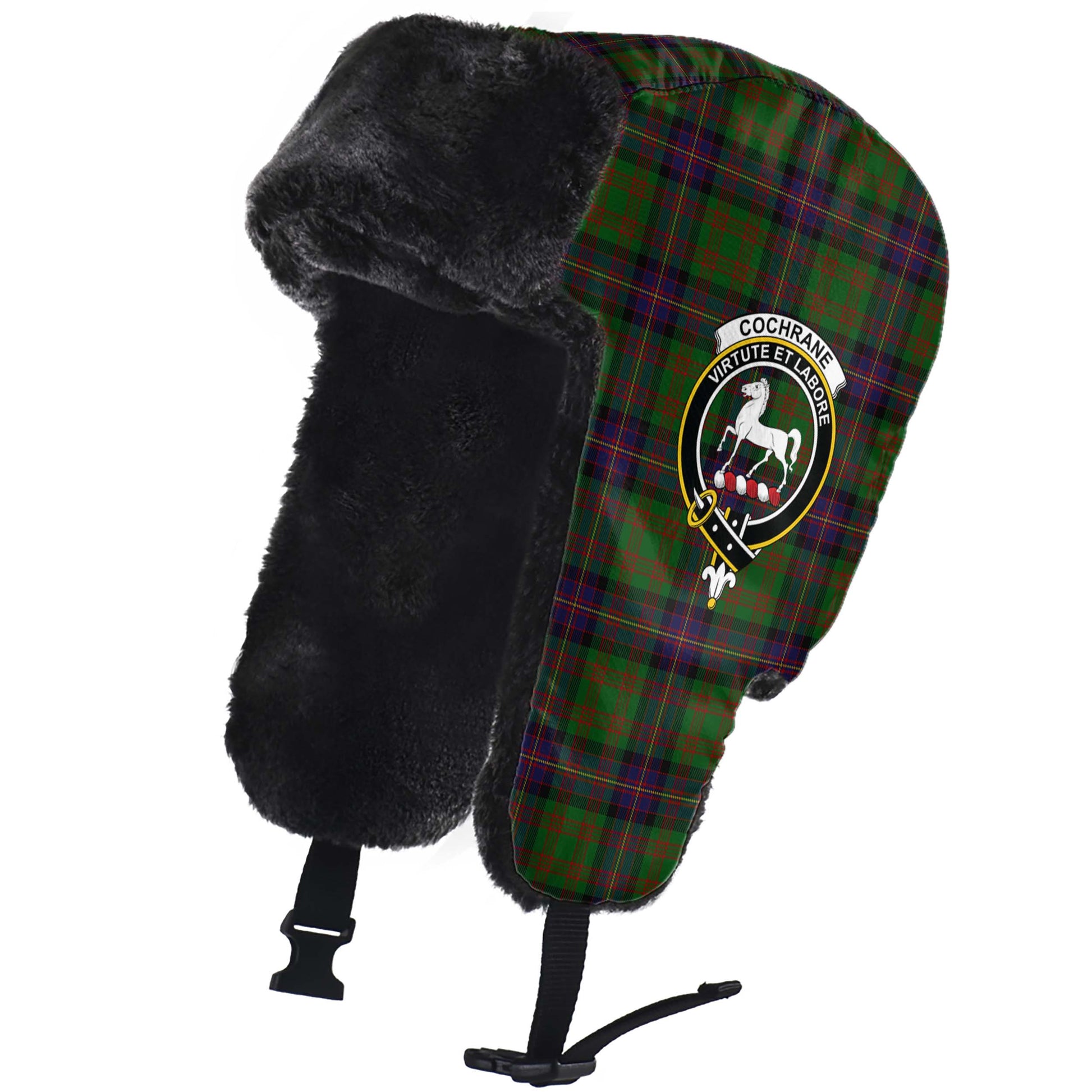 Cochrane Tartan Winter Trapper Hat with Family Crest - Tartanvibesclothing