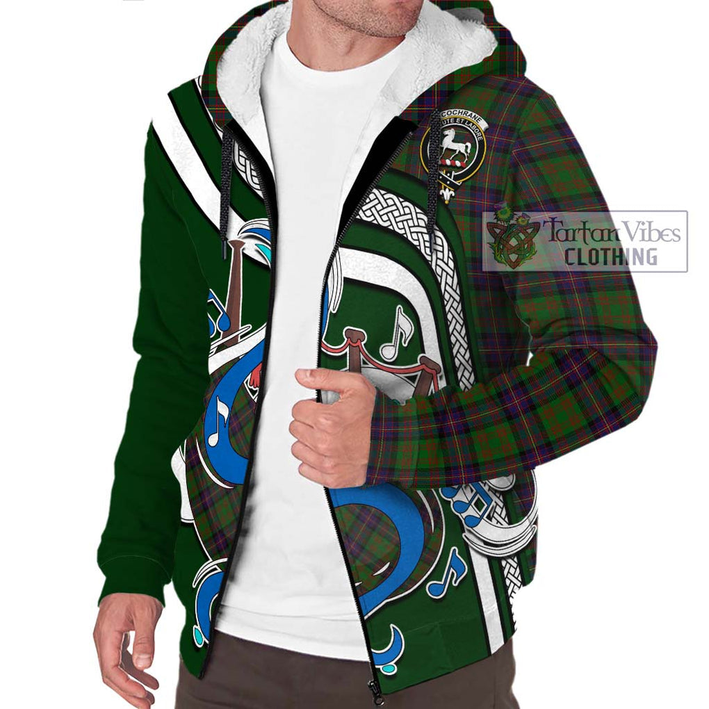 Cochrane Tartan Sherpa Hoodie with Epic Bagpipe Style Unisex - Tartanvibesclothing Shop