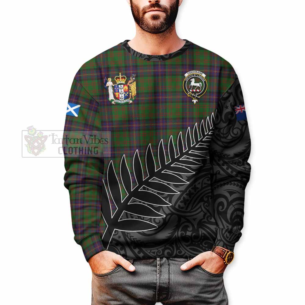 Tartan Vibes Clothing Cochrane Crest Tartan Sweatshirt with New Zealand Silver Fern Half Style