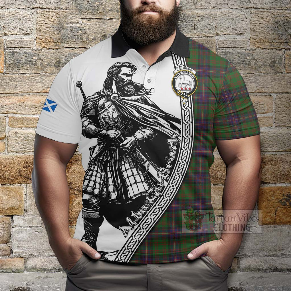 Tartan Vibes Clothing Cochrane Tartan Clan Crest Polo Shirt with Highlander Warrior Celtic Style