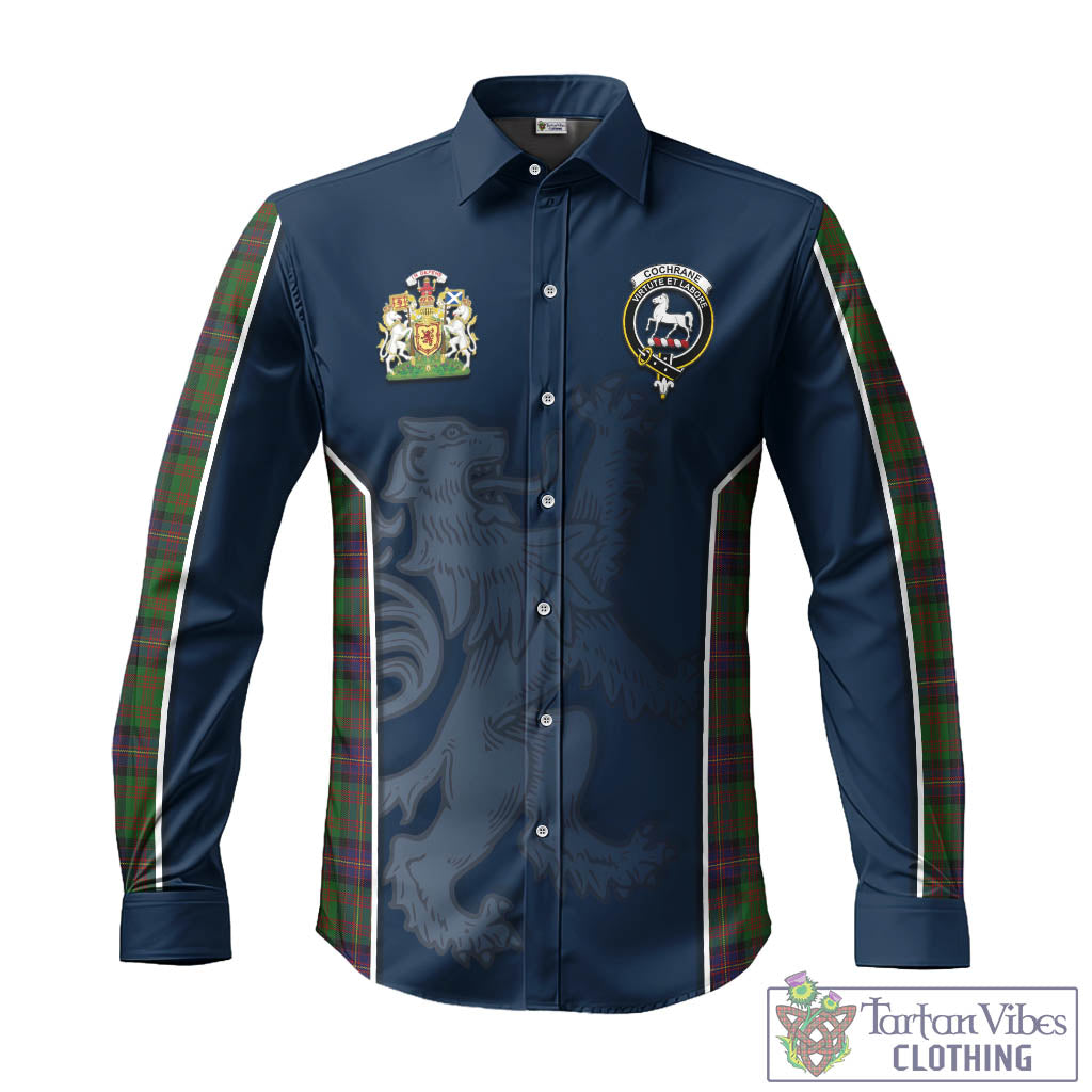 Tartan Vibes Clothing Cochrane Tartan Long Sleeve Button Up Shirt with Family Crest and Lion Rampant Vibes Sport Style