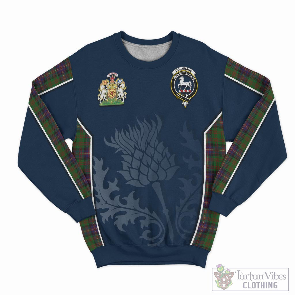 Tartan Vibes Clothing Cochrane Tartan Sweatshirt with Family Crest and Scottish Thistle Vibes Sport Style