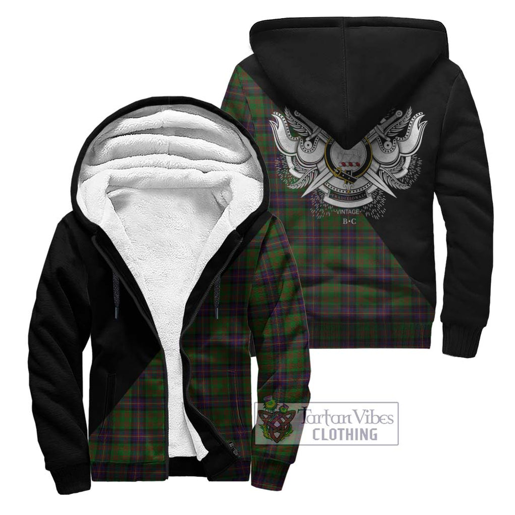 Cochrane Tartan Sherpa Hoodie with Family Crest and Military Logo Style Unisex - Tartanvibesclothing Shop