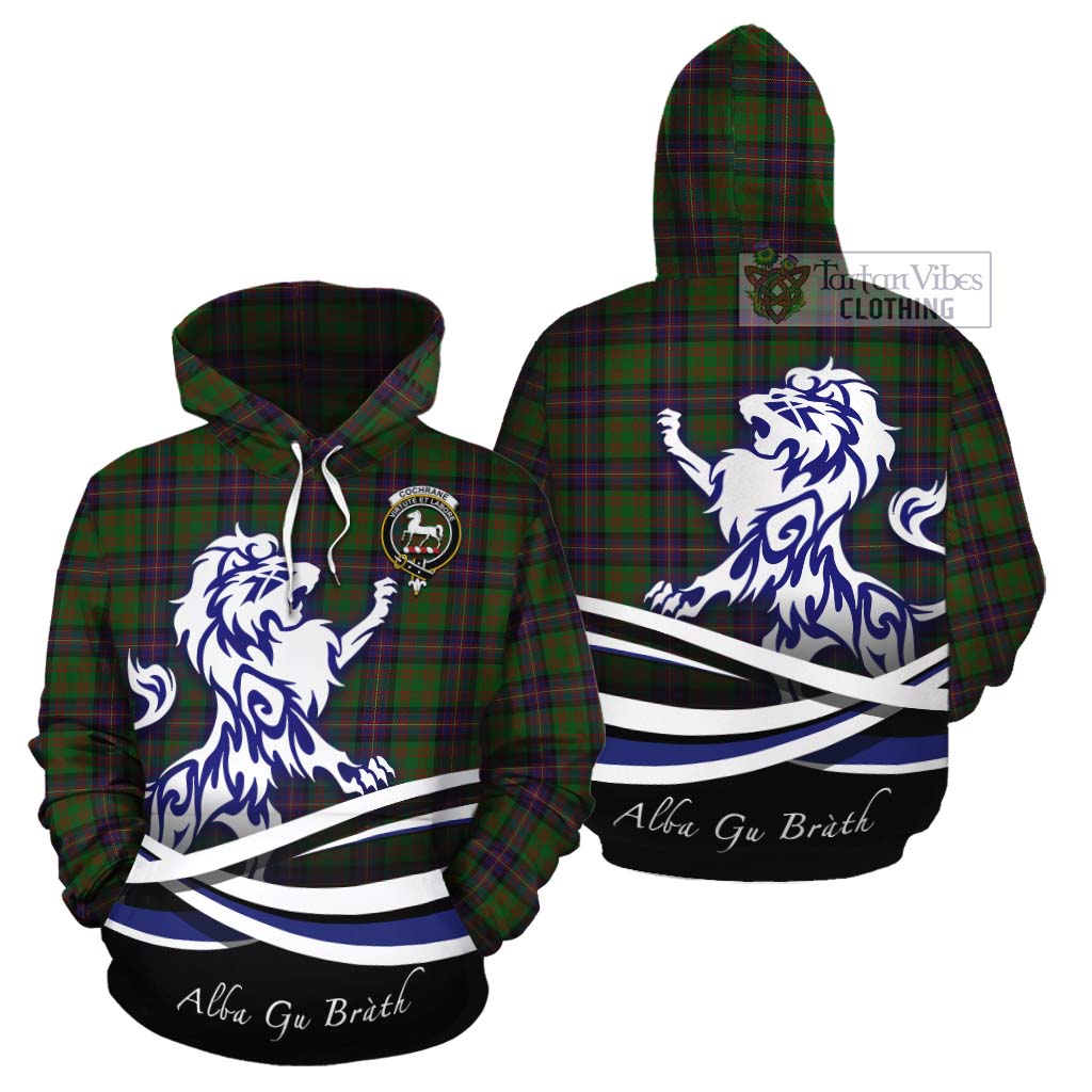 Tartan Vibes Clothing Cochrane Tartan Cotton Hoodie with Alba Gu Brath Regal Lion Emblem