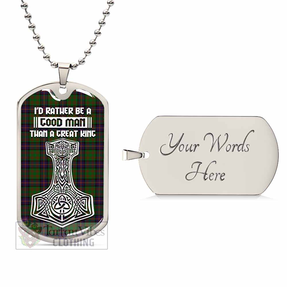 Tartan Vibes Clothing Cochrane Tartan Dog Tag Necklace Viking Mjolnir Style