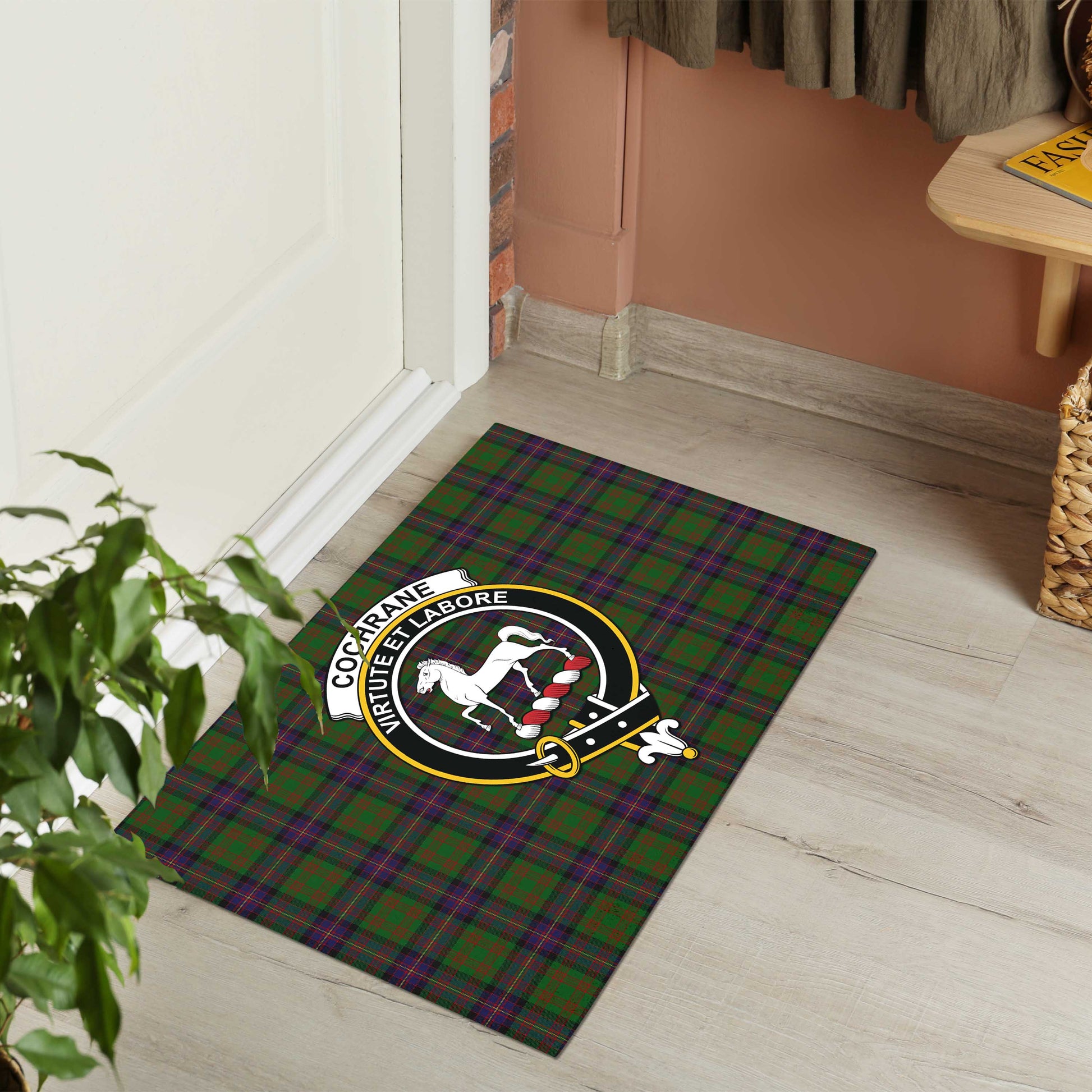 Cochrane Tartan Door Mat with Family Crest - Tartanvibesclothing