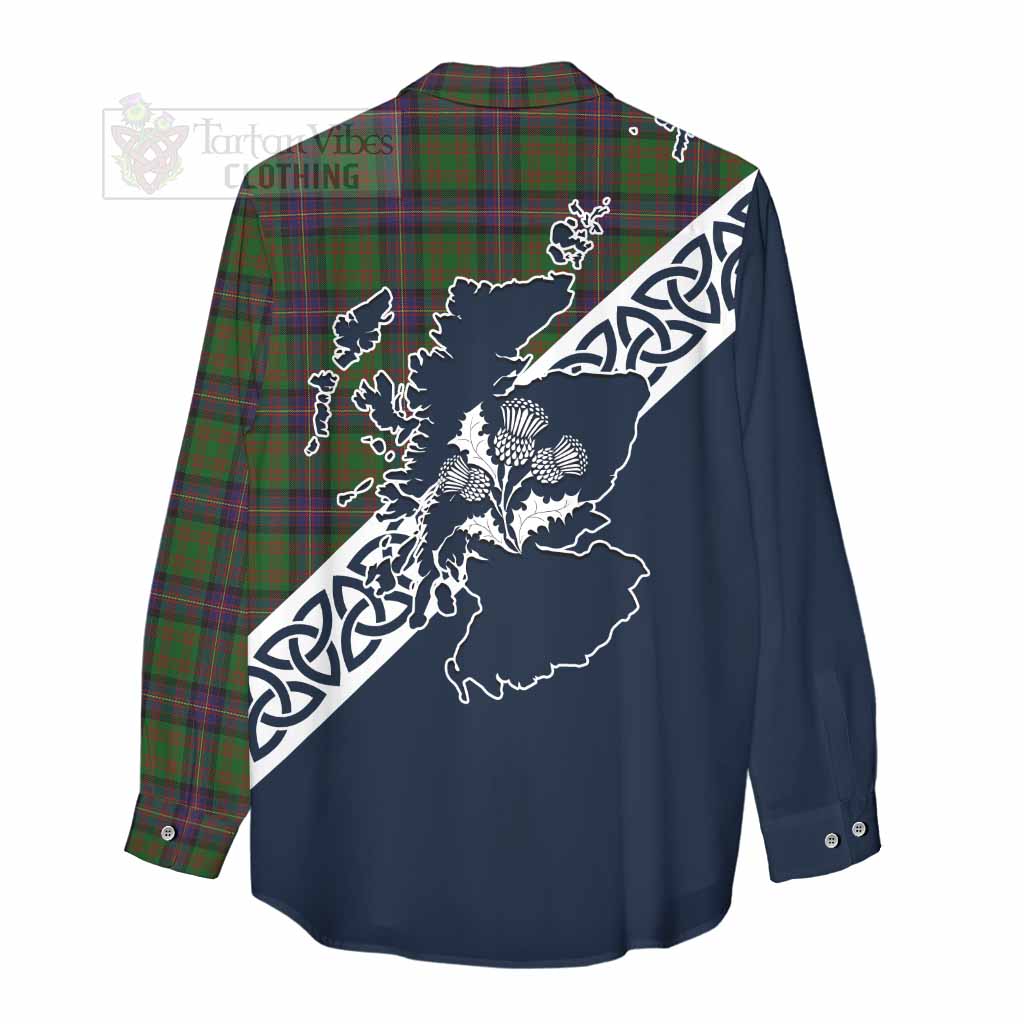 Tartan Vibes Clothing Cochrane Tartan Women's Casual Shirt Featuring Thistle and Scotland Map