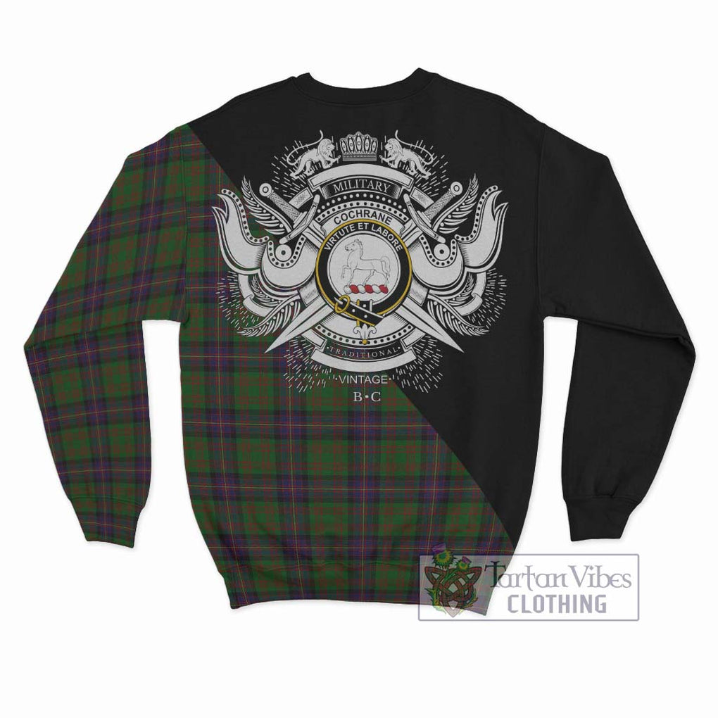 Cochrane Tartan Sweatshirt with Family Crest and Military Logo Style - Tartanvibesclothing Shop