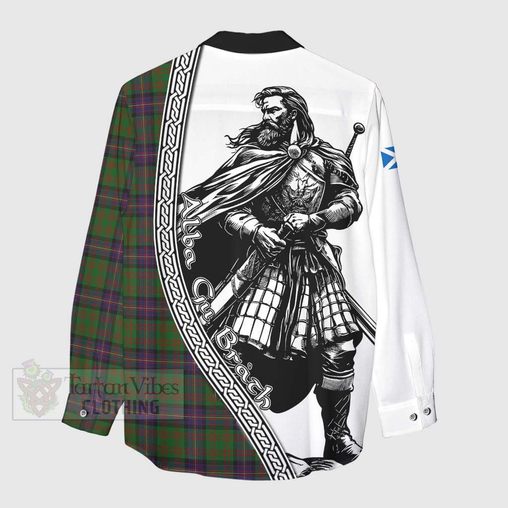 Tartan Vibes Clothing Cochrane Tartan Clan Crest Women's Casual Shirt with Highlander Warrior Celtic Style