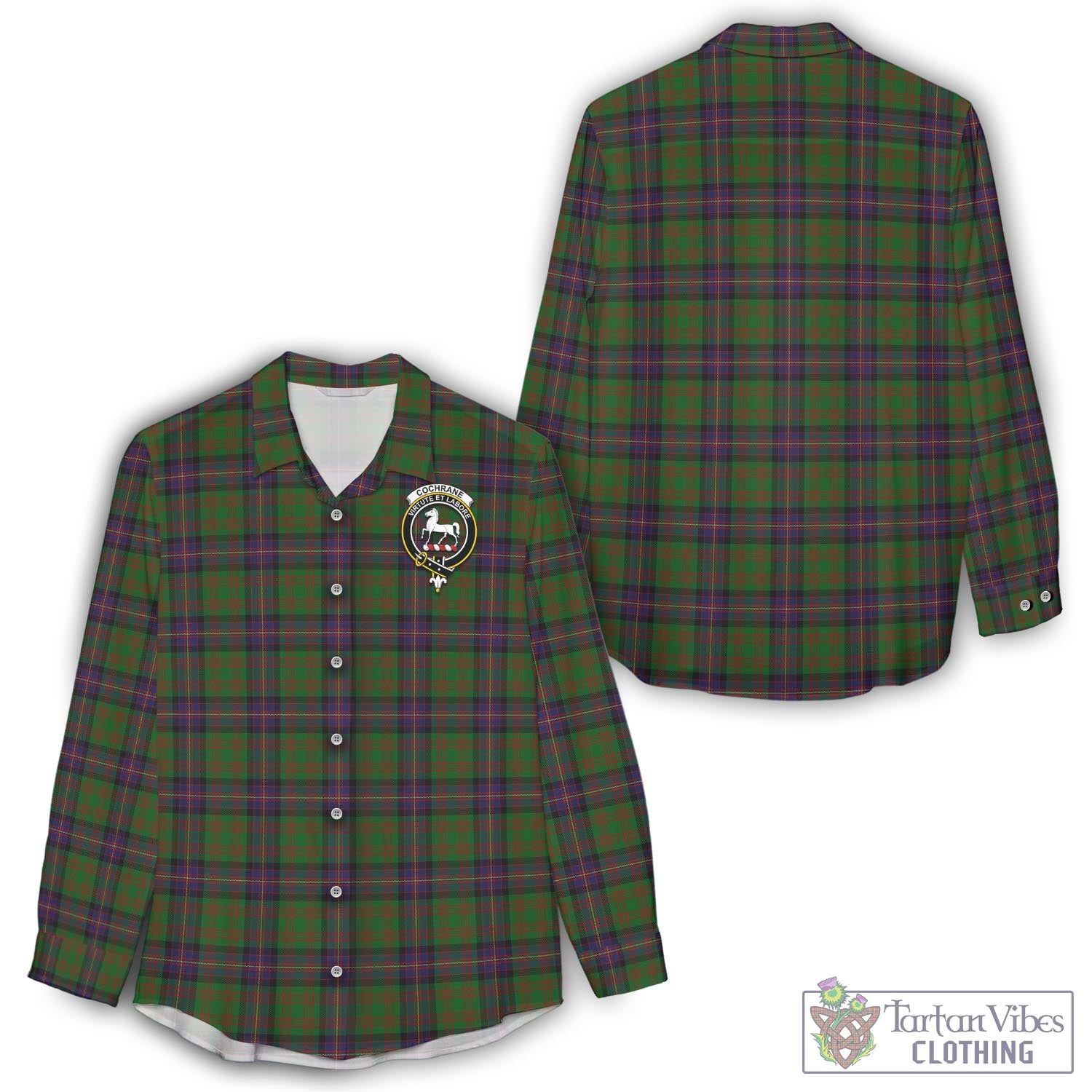 Tartan Vibes Clothing Cochrane Tartan Womens Casual Shirt with Family Crest