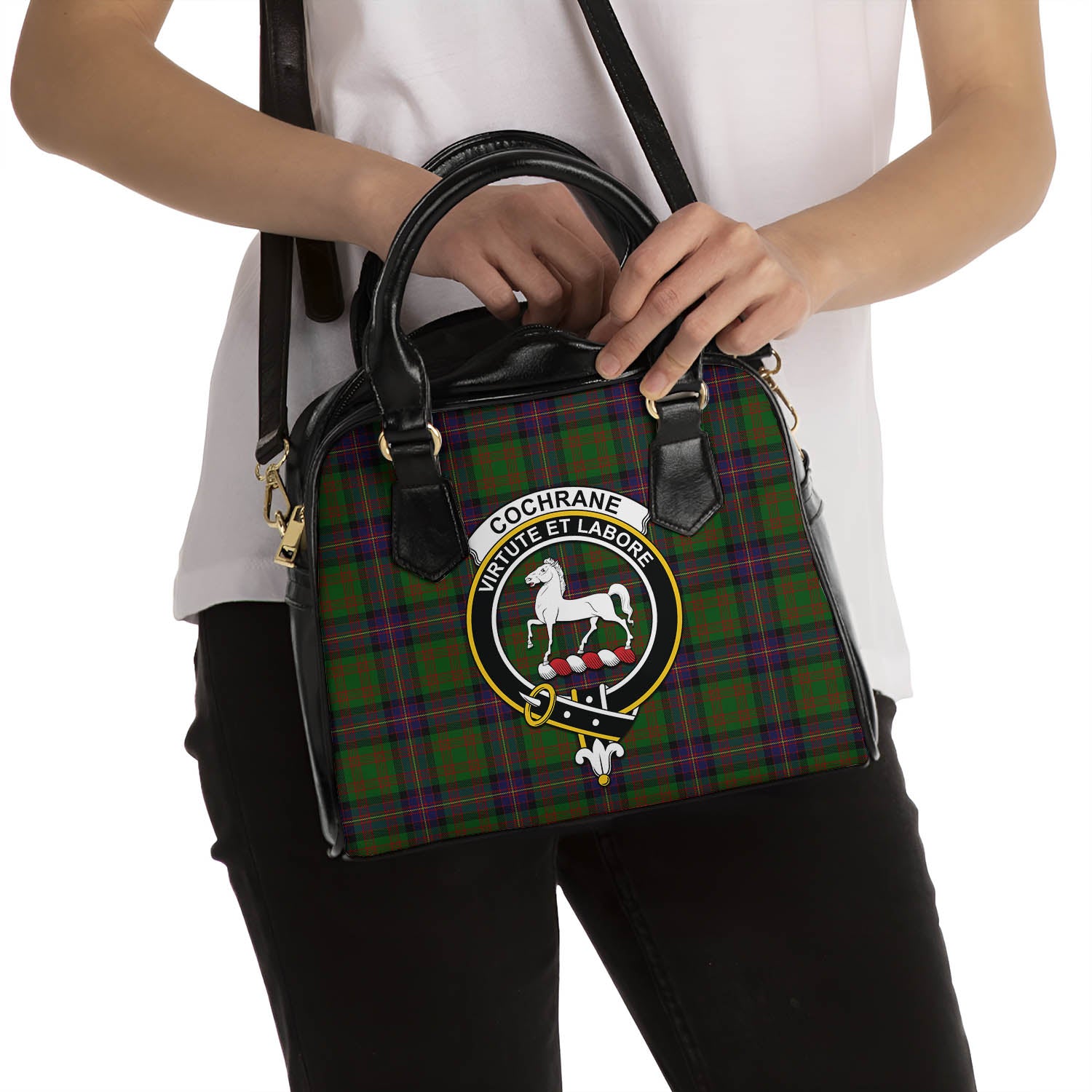 Cochrane Tartan Shoulder Handbags with Family Crest - Tartanvibesclothing