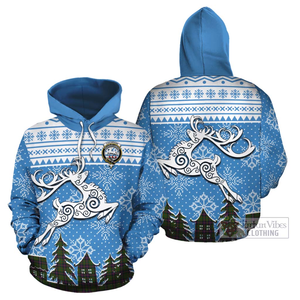 Tartan Vibes Clothing Cochrane Clan Christmas Cotton Hoodie Celtic Reindeer Style