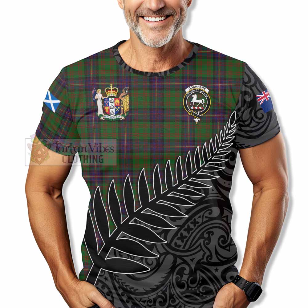 Tartan Vibes Clothing Cochrane Crest Tartan T-Shirt with New Zealand Silver Fern Half Style