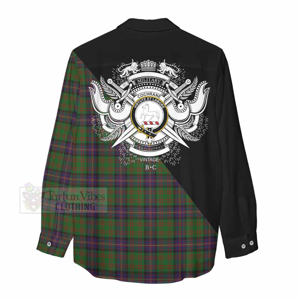 Tartan Vibes Clothing Cochrane Tartan Women's Casual Shirt with Family Crest and Military Logo Style