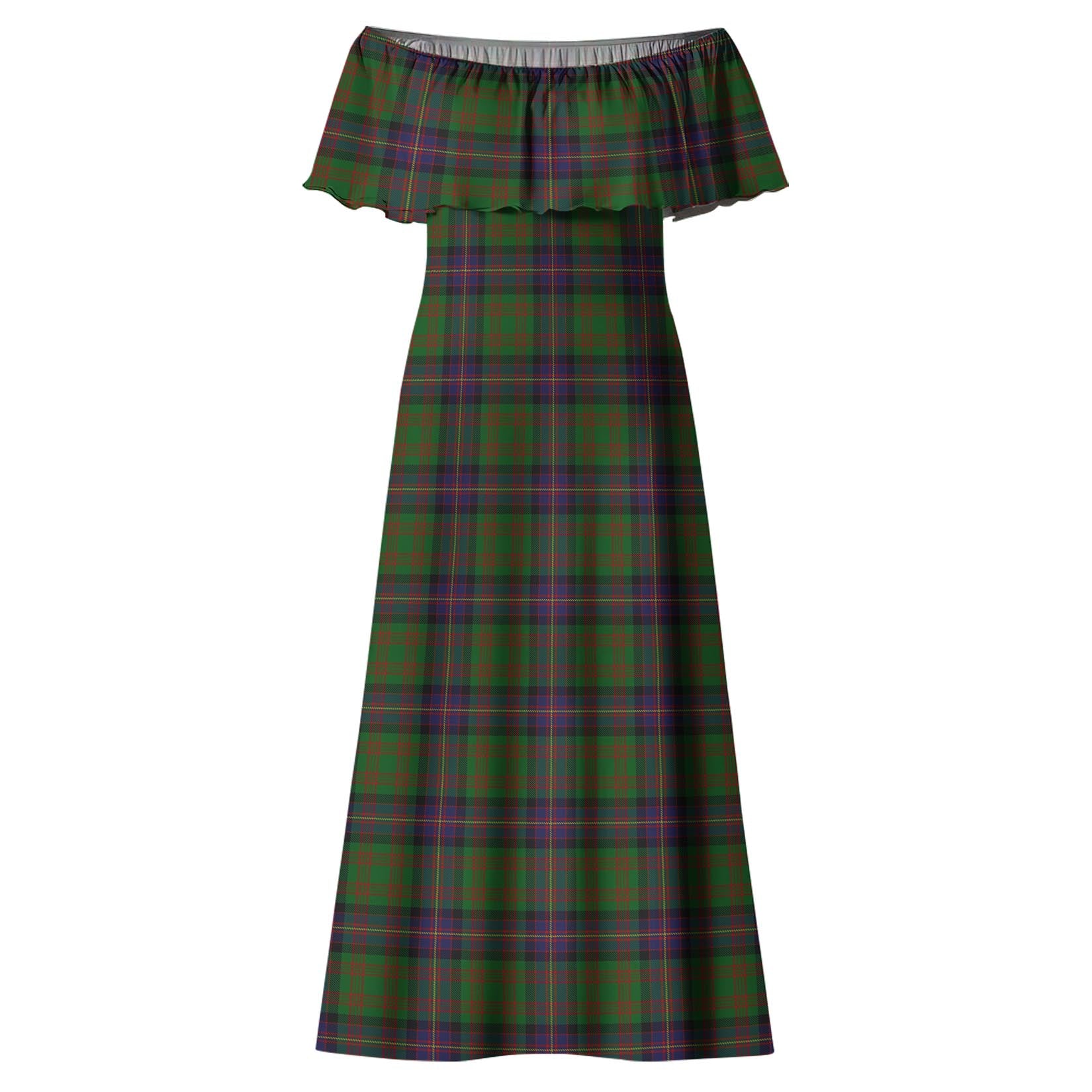 Cochrane Tartan Off Shoulder Long Dress - Tartanvibesclothing