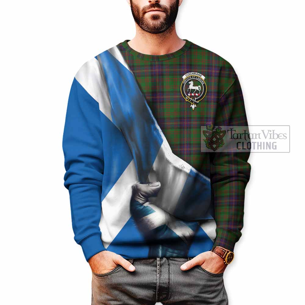 Tartan Vibes Clothing Cochrane Tartan Sweatshirt with Family Crest Scotland Patriotic Style