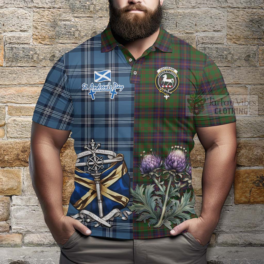 Tartan Vibes Clothing Cochrane Tartan Polo Shirt Happy St. Andrew's Day Half Tartan Style