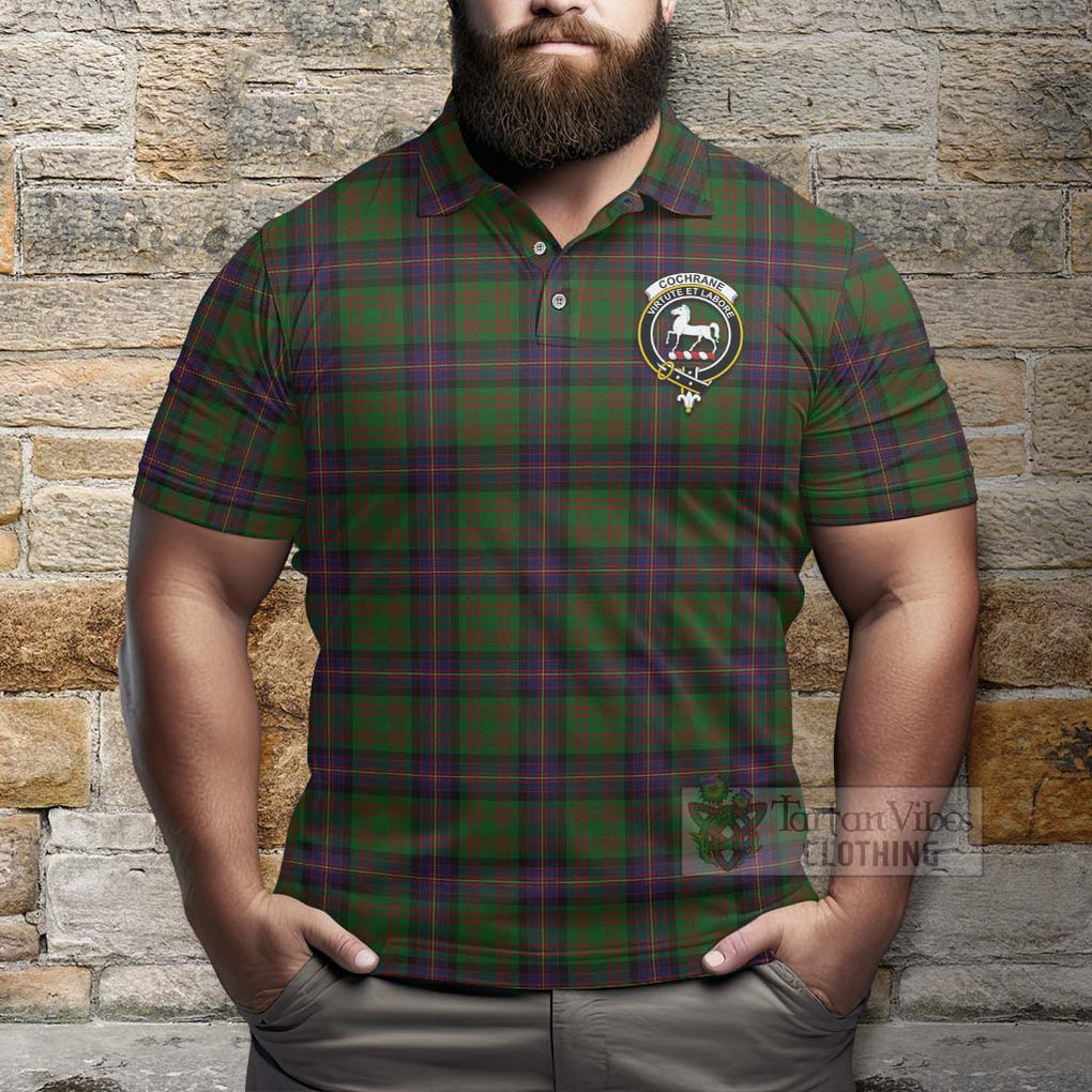 Tartan Vibes Clothing Cochrane Tartan Polo Shirt with Family Crest Celtic Skull Style