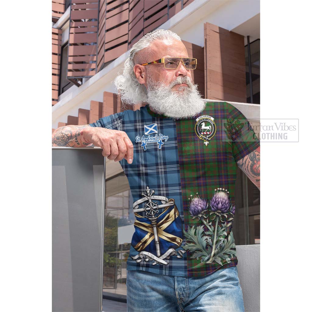 Tartan Vibes Clothing Cochrane Tartan Cotton T-shirt Happy St. Andrew's Day Half Tartan Style