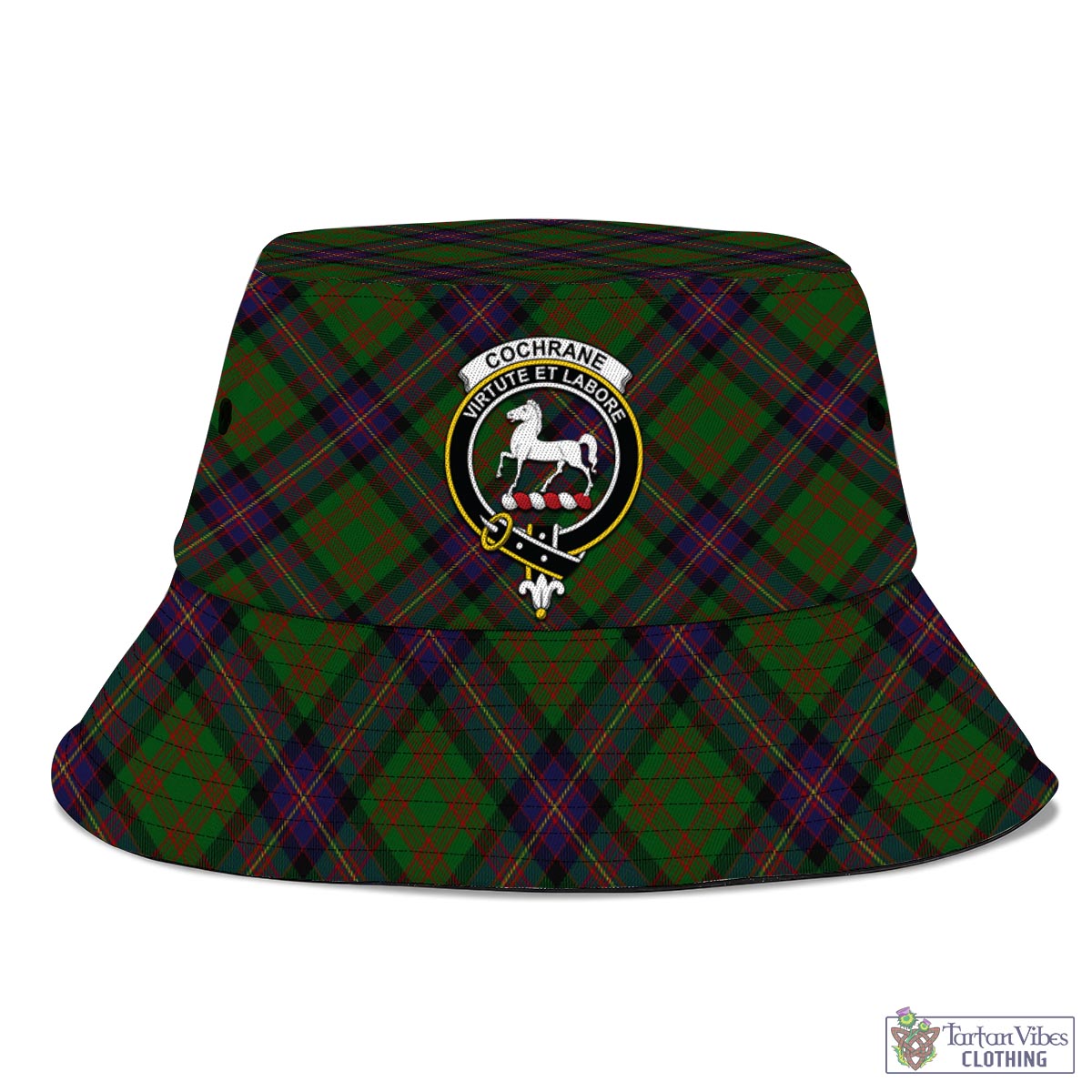 Tartan Vibes Clothing Cochrane Tartan Bucket Hat with Family Crest