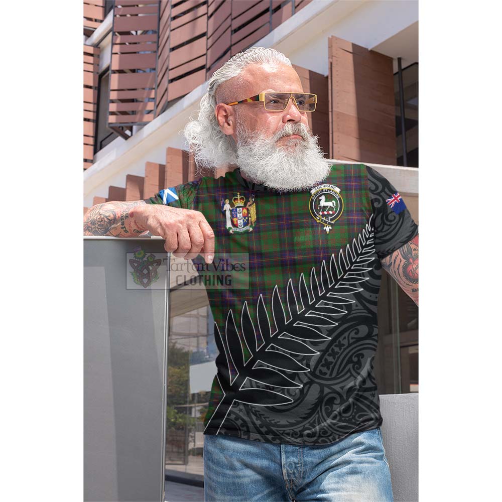 Tartan Vibes Clothing Cochrane Crest Tartan Cotton T-shirt with New Zealand Silver Fern Half Style