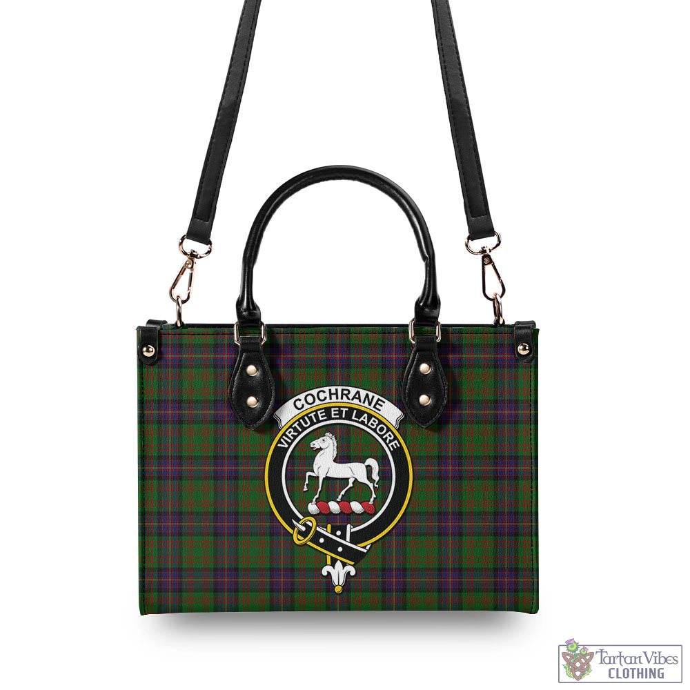 Tartan Vibes Clothing Cochrane Tartan Luxury Leather Handbags with Family Crest