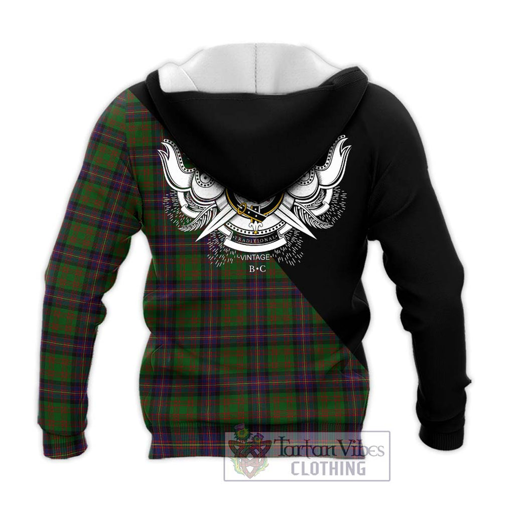 Cochrane Tartan Knitted Hoodie with Family Crest and Military Logo Style - Tartanvibesclothing Shop