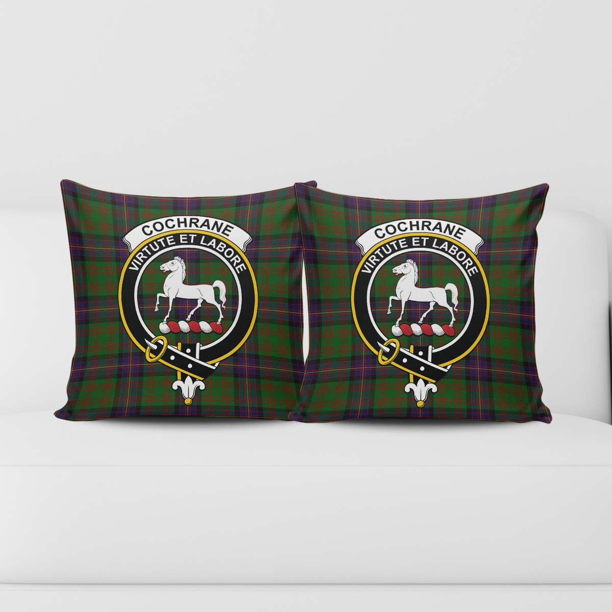 Cochrane Tartan Pillow Cover with Family Crest - Tartanvibesclothing