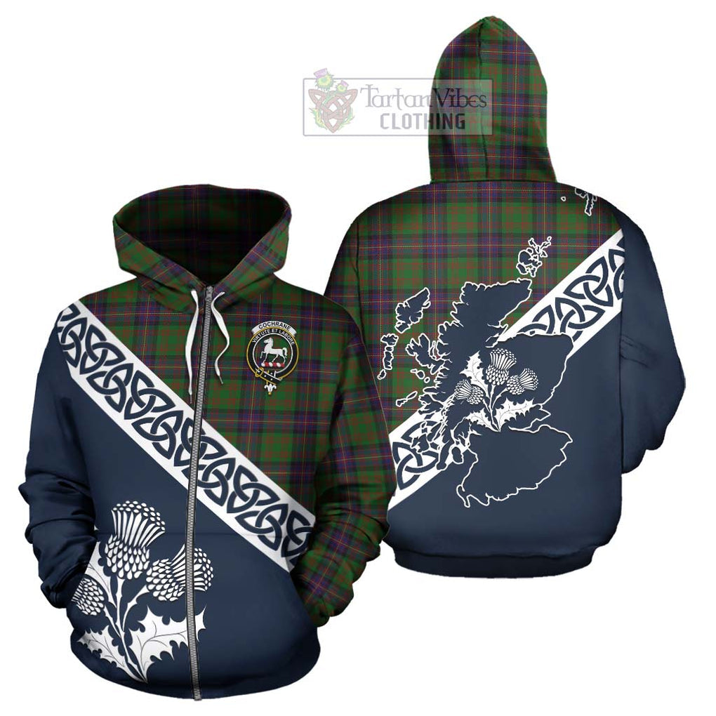 Tartan Vibes Clothing Cochrane Tartan Hoodie Featuring Thistle and Scotland Map