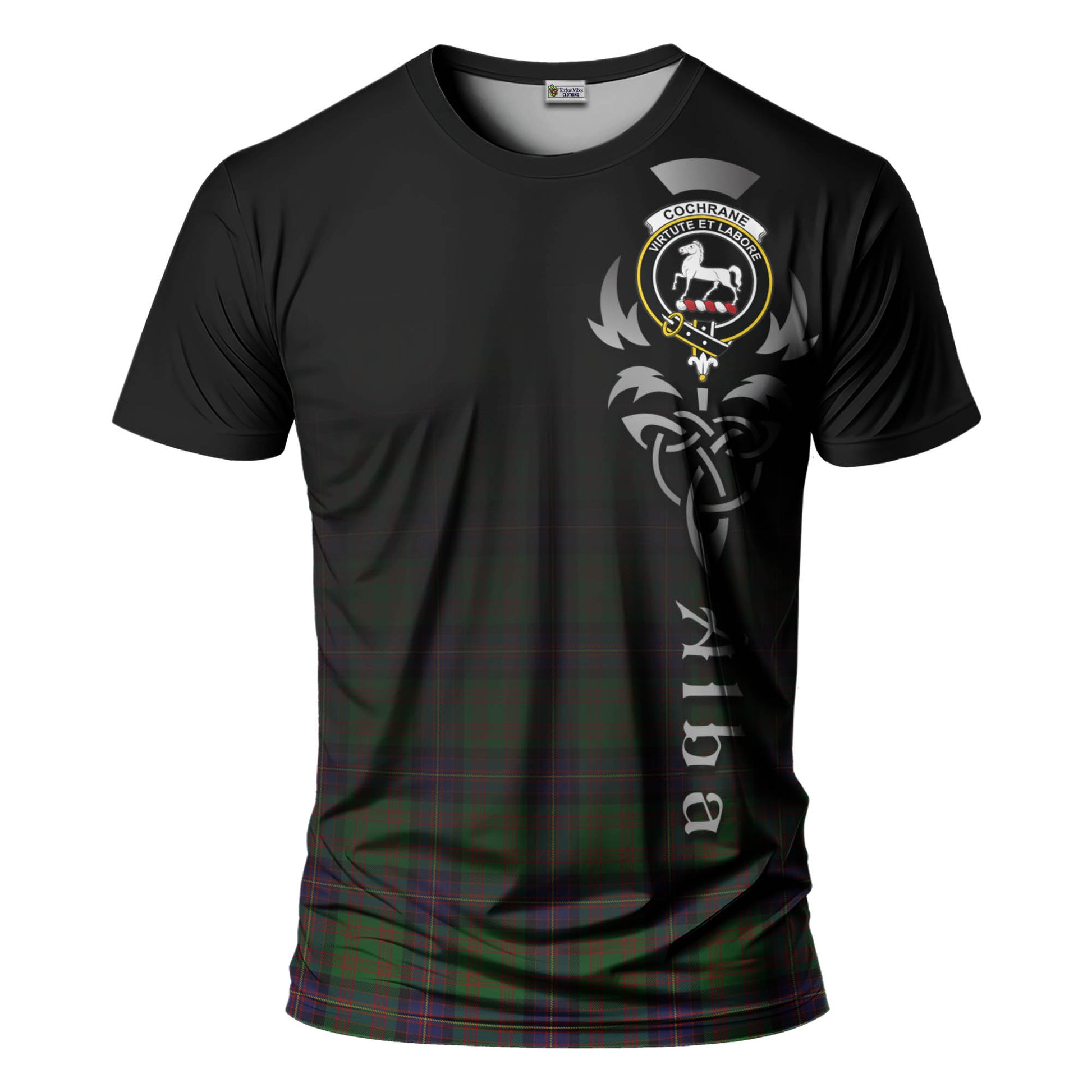 Tartan Vibes Clothing Cochrane Tartan T-Shirt Featuring Alba Gu Brath Family Crest Celtic Inspired