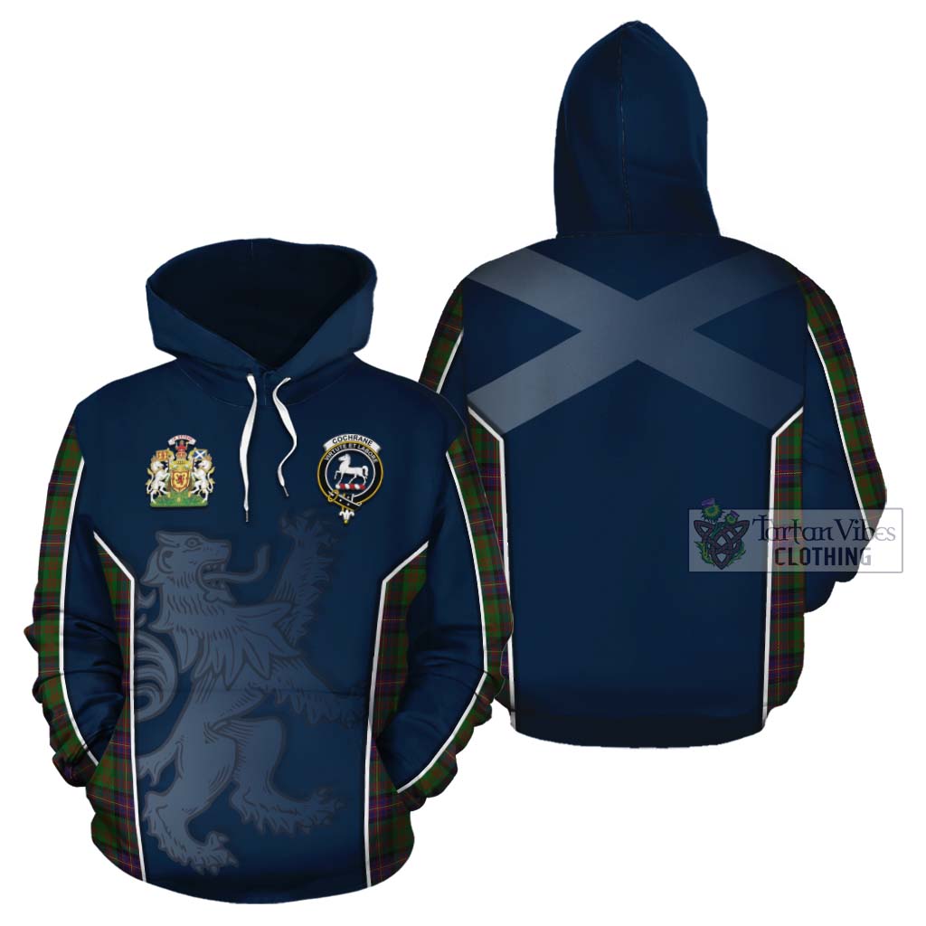 Tartan Vibes Clothing Cochrane Tartan Cotton Hoodie with Family Crest and Lion Rampant Vibes Sport Style