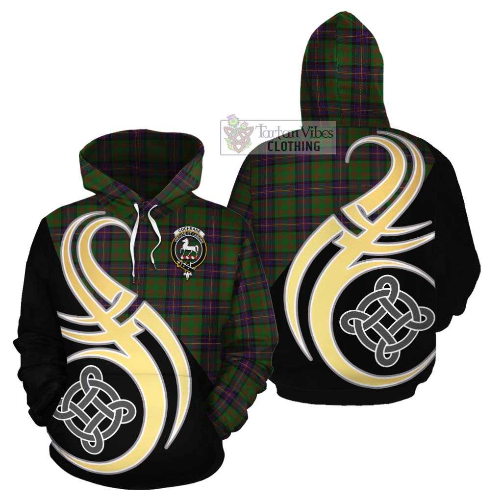 Tartan Vibes Clothing Cochrane Tartan Cotton Hoodie with Family Crest and Celtic Symbol Style