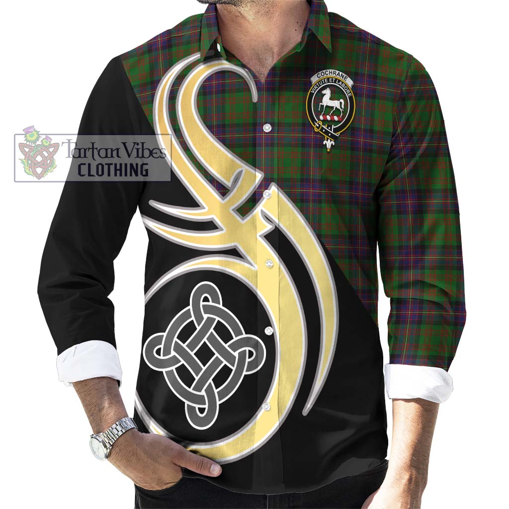 Cochrane Tartan Long Sleeve Button Shirt with Family Crest and Celtic Symbol Style - Tartan Vibes Clothing