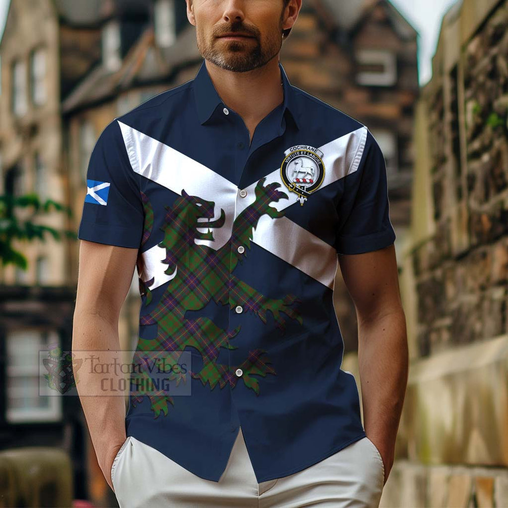 Tartan Vibes Clothing Cochrane Tartan Lion Rampant Short Sleeve Button Shirt – Proudly Display Your Heritage with Alba Gu Brath and Clan Name