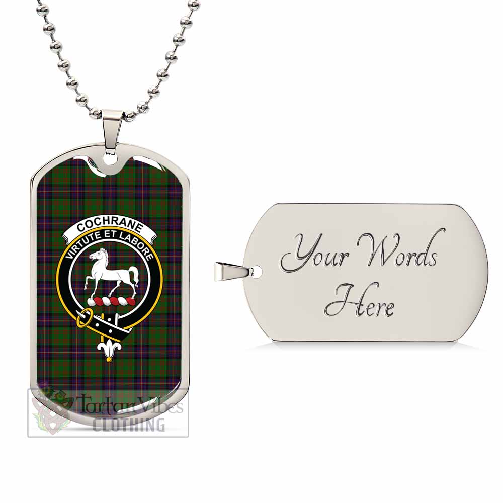 Tartan Vibes Clothing Cochrane Tartan Dog Tag Necklace with Family Crest