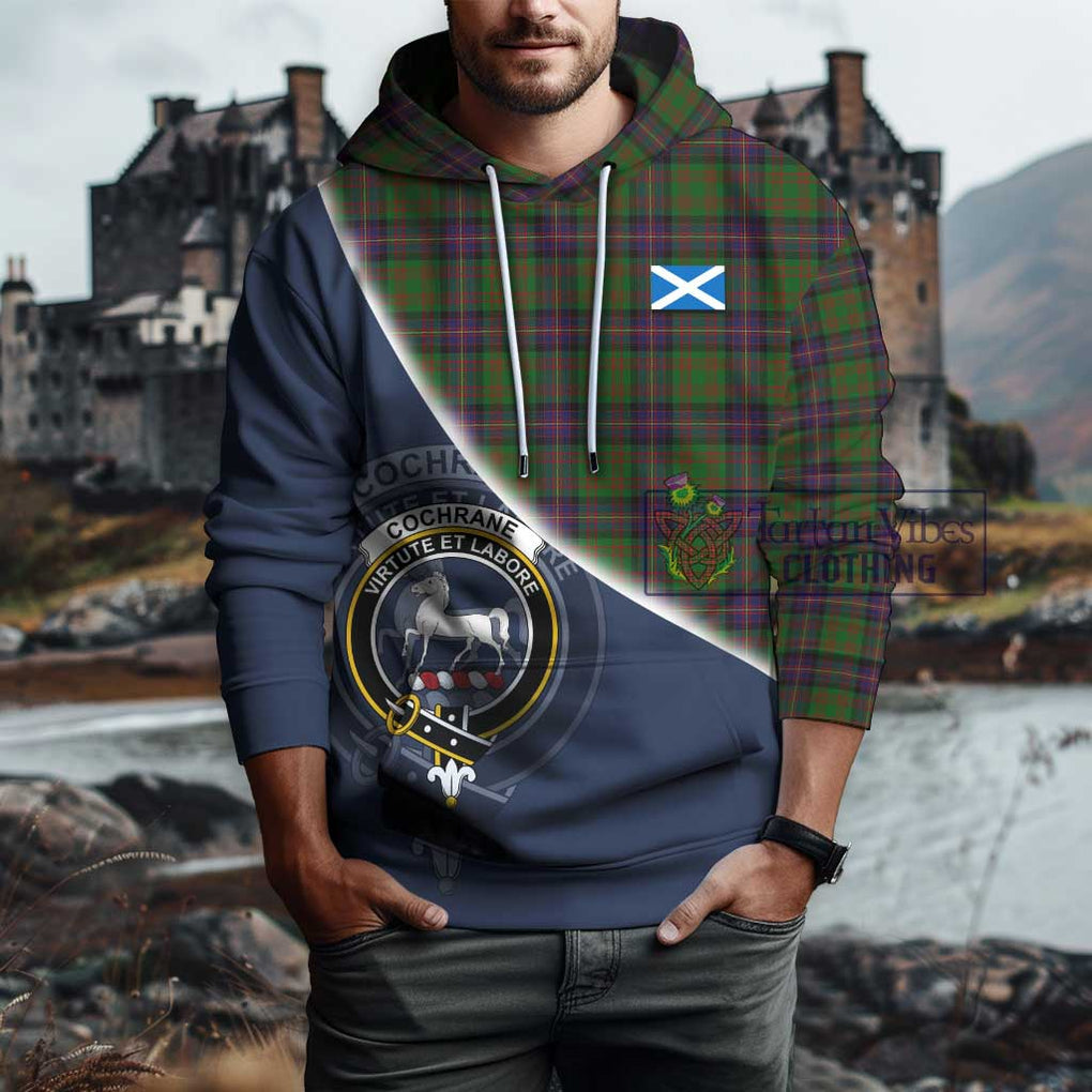 Cochrane Tartan Hoodie with Personalised National Flag and Family Crest Half Style - Tartanvibesclothing Shop