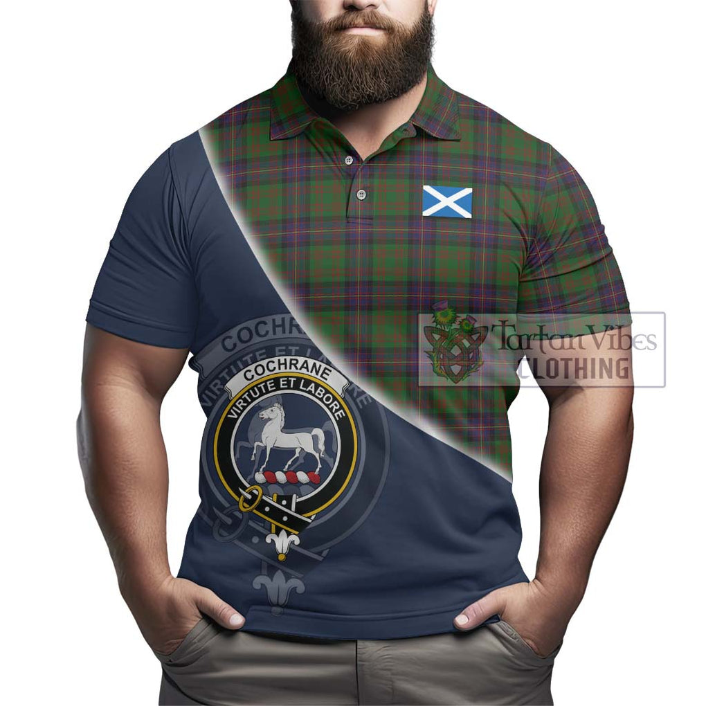 Cochrane Tartan Polo Shirt with Personalised National Flag and Family Crest Half Style - Tartanvibesclothing Shop